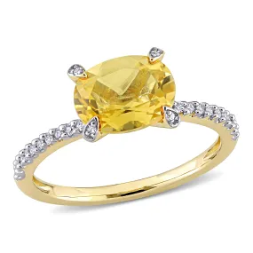 1 5/8 CT TGW Oval-Cut Citrine and 1/10 CT TW Diamond Ring in 10k Yellow Gold