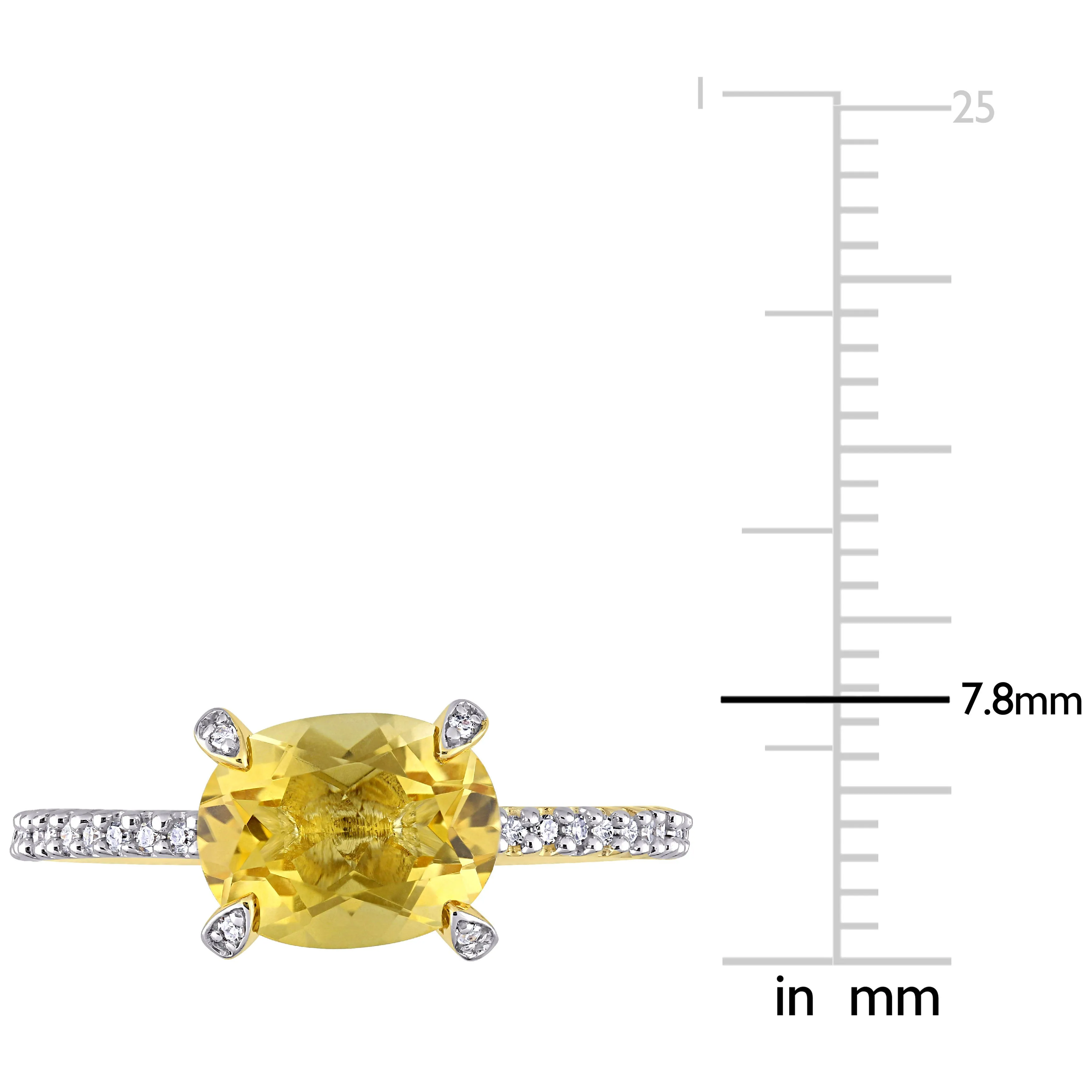 1 5/8 CT TGW Oval-Cut Citrine and 1/10 CT TW Diamond Ring in 10k Yellow Gold