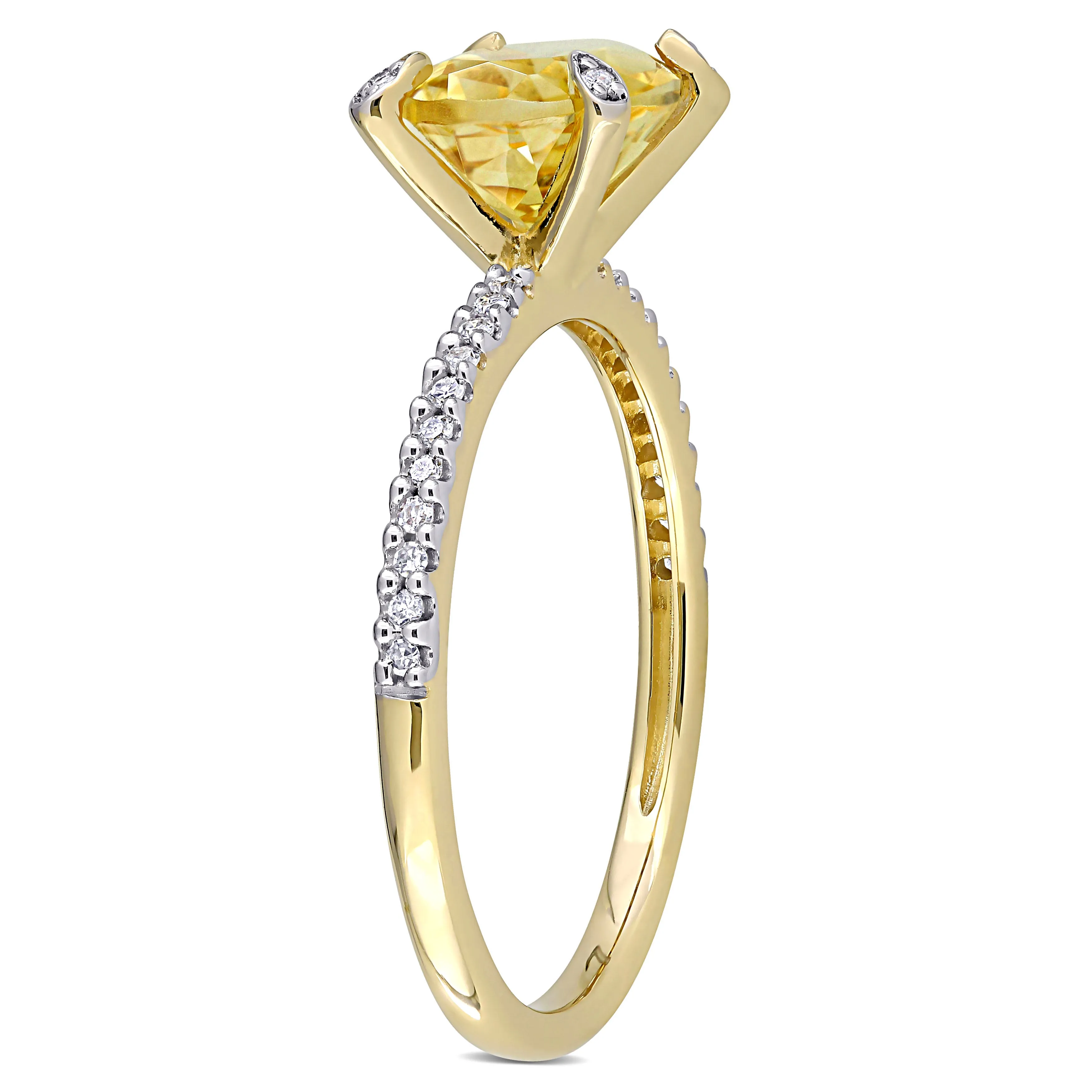 1 5/8 CT TGW Oval-Cut Citrine and 1/10 CT TW Diamond Ring in 10k Yellow Gold