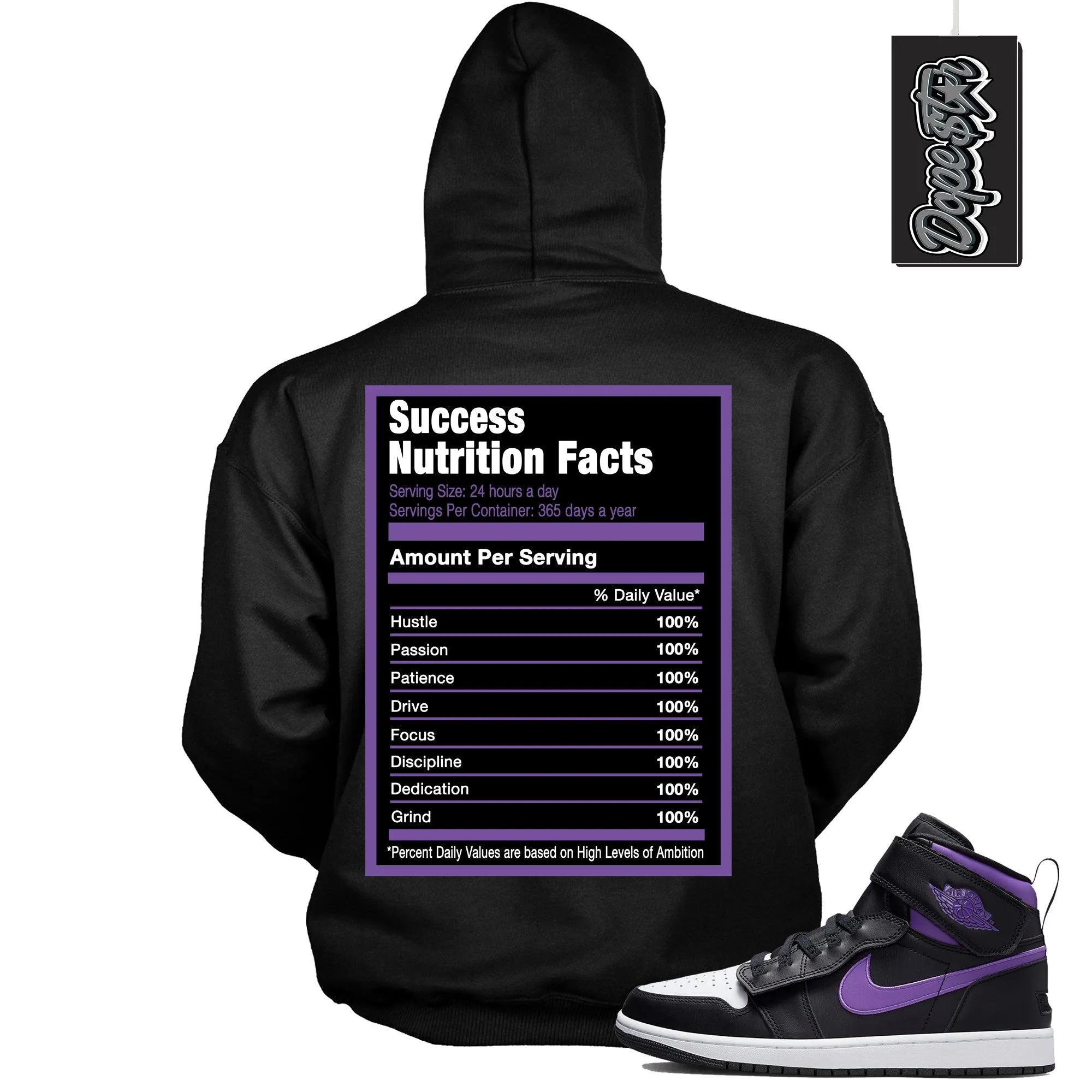 1 High FlyEase Black Bright Violet Hoodie Success Nutrition