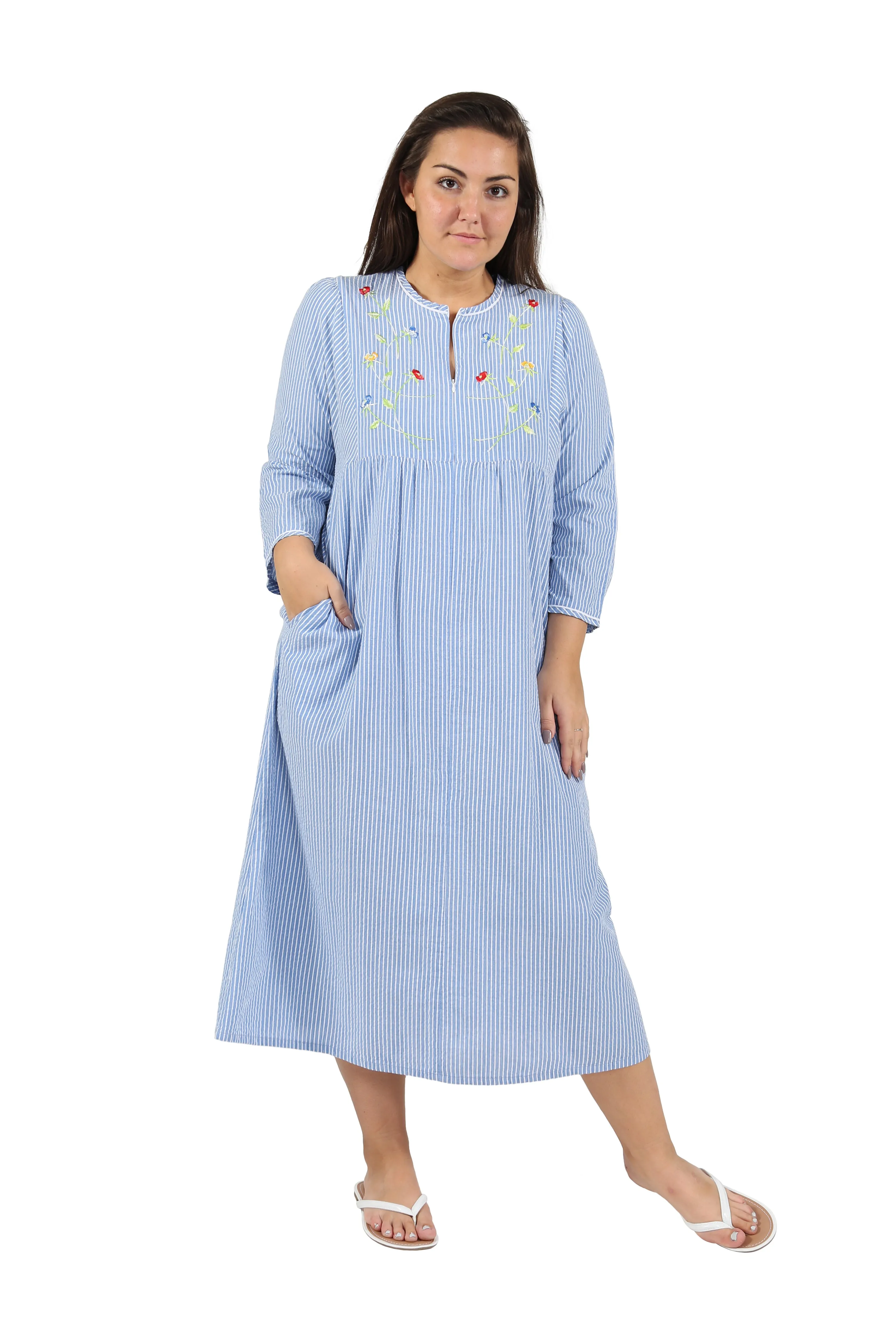 100% Cotton Plus Size Zip Front Robe