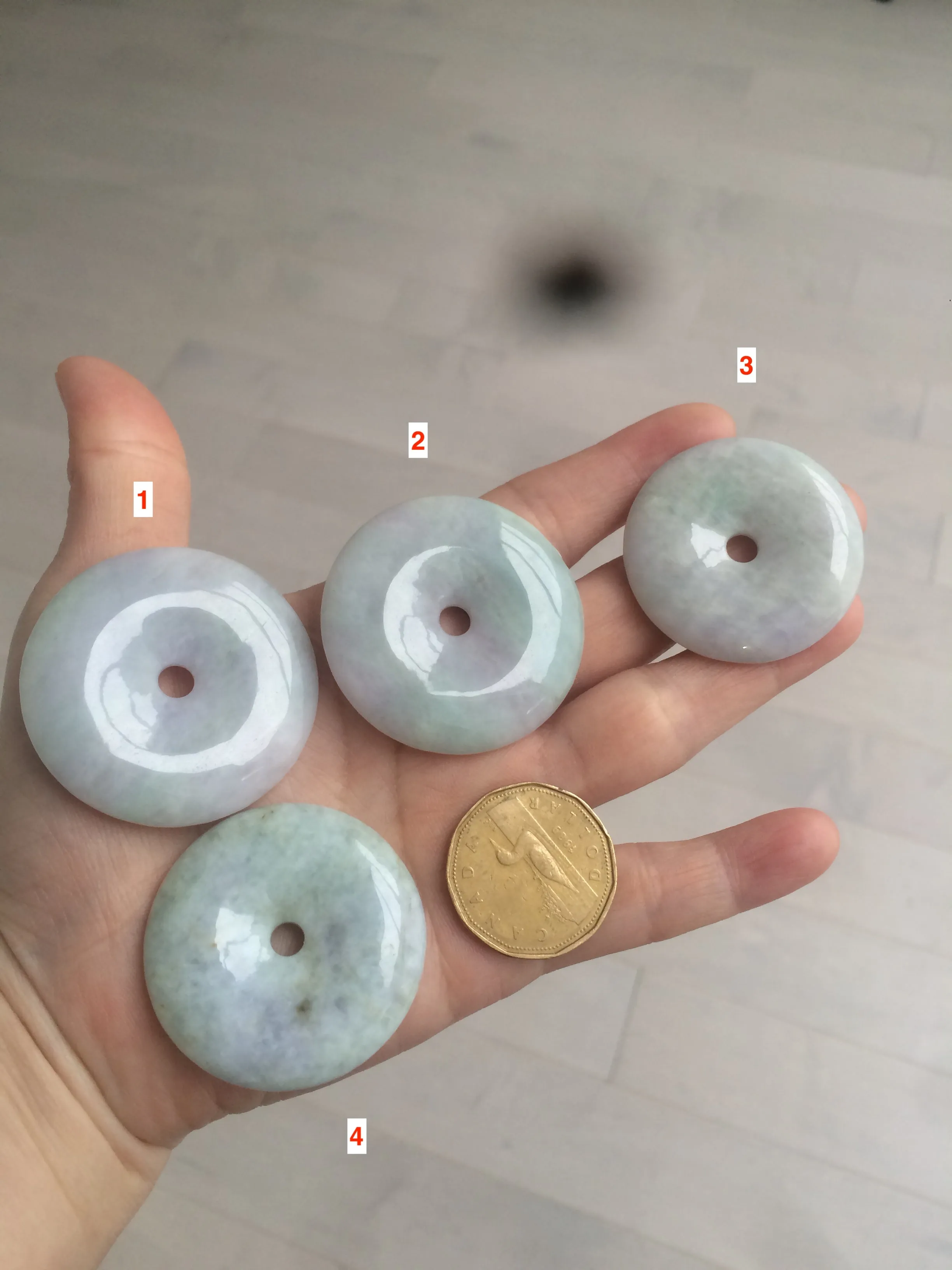 38-43mm Type A 100% Natural green/purple Jadeite Jade Safety Guardian Button donut Pendant/worry stone/car hanger group AE27