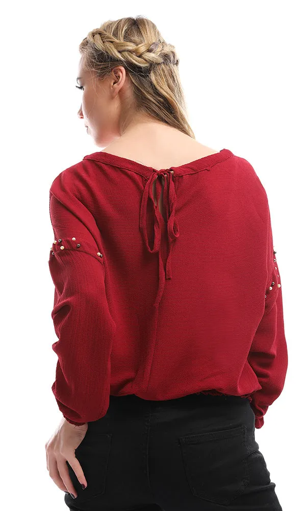 48851-Women Long Sleeve Shirt-Burg