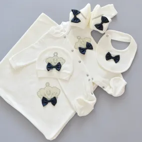 5 Piece Velvet Newborn Baby Boy set