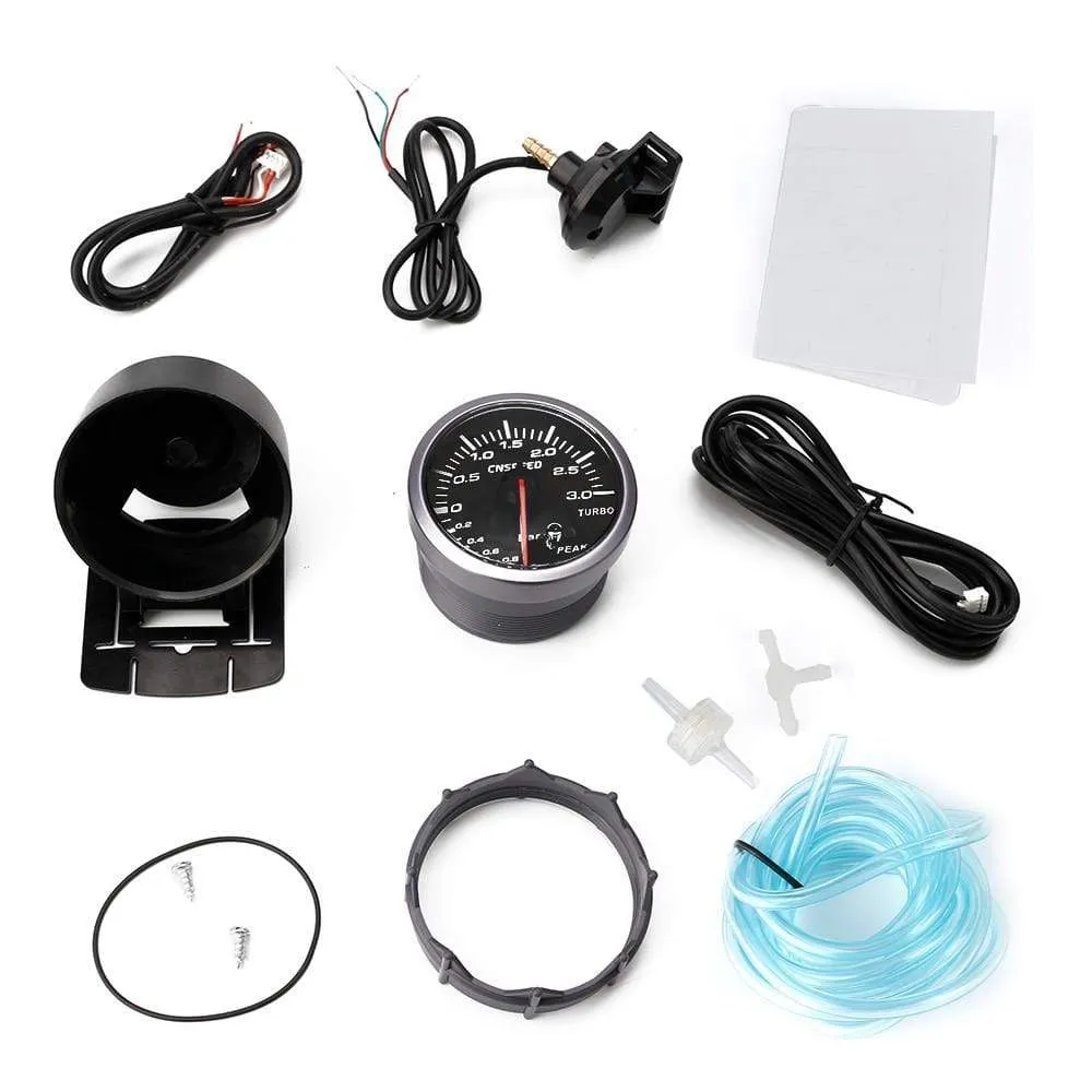 60mm 2.5 Car Turbo Boost Gauge 3 BAR  12V   Turbo Boost controller kit adjustable 1-30PSI  With Sensor