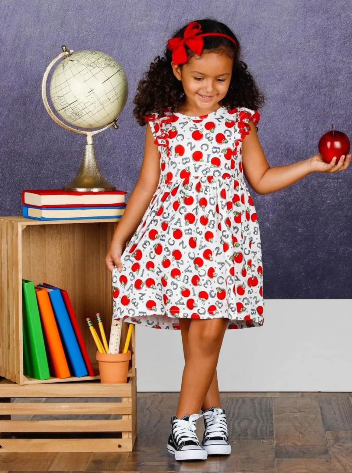 ABC, 123 Apple Flutter Sleeve Dress