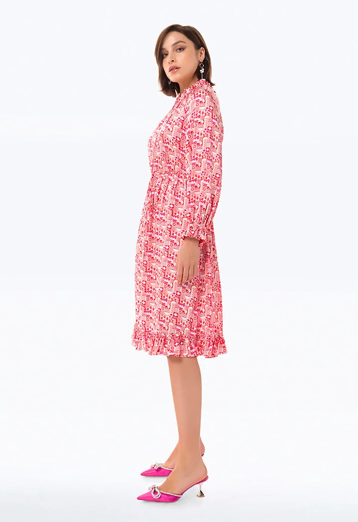 Abstract Allover Printed Dress