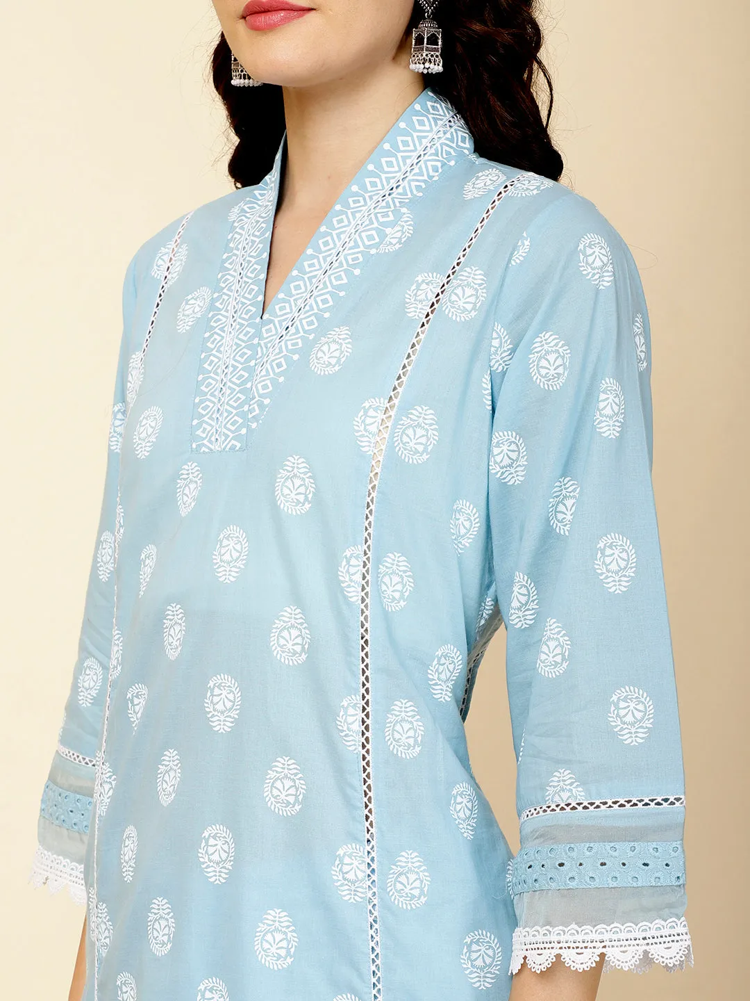 Abstract Printed Cotton Kurta With Pants