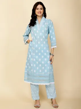 Abstract Printed Cotton Kurta With Pants