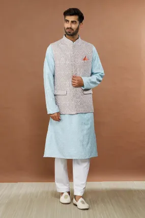 Aham Vayam's  Mughalnoor Embroidered Bandi Kurta Set- Rent