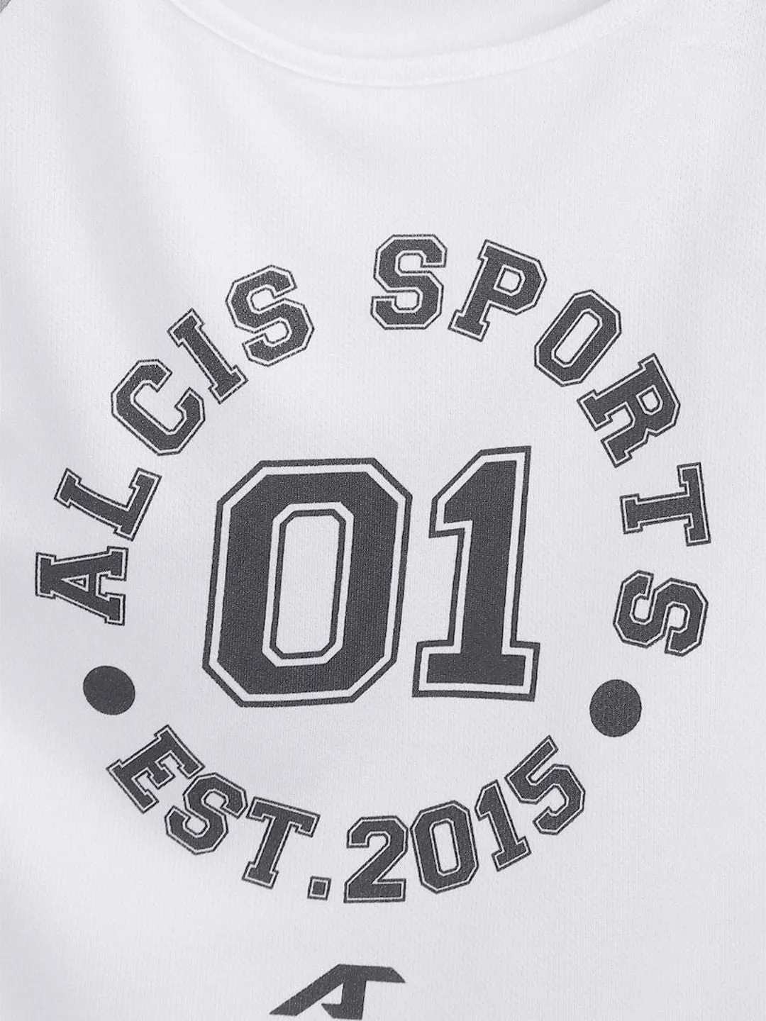 Alcis Girls White Printed Slim Fit Round Neck Training T-shirt