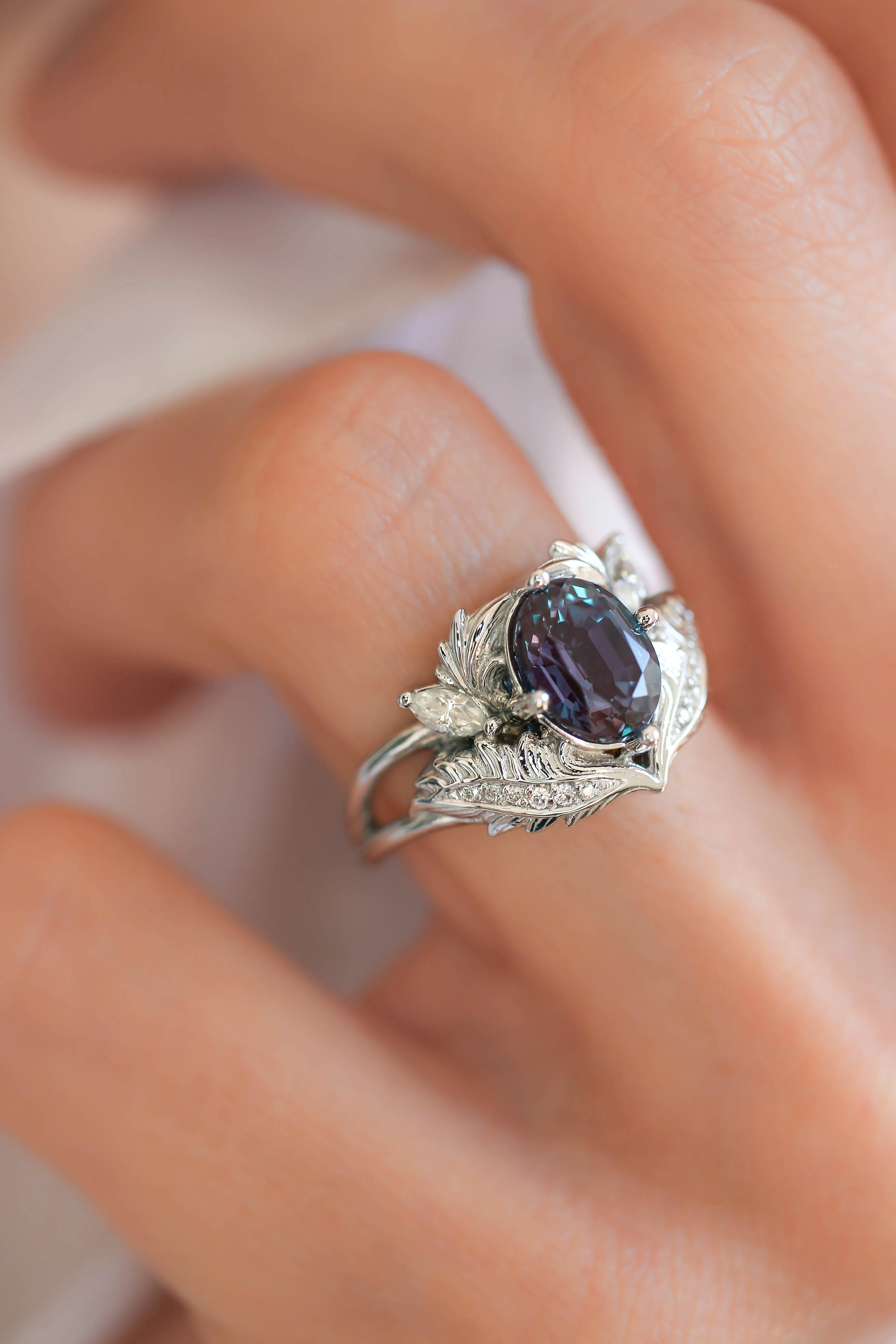 Alexandrite and diamonds engagement ring / Adonis