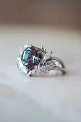 Alexandrite and diamonds engagement ring / Adonis