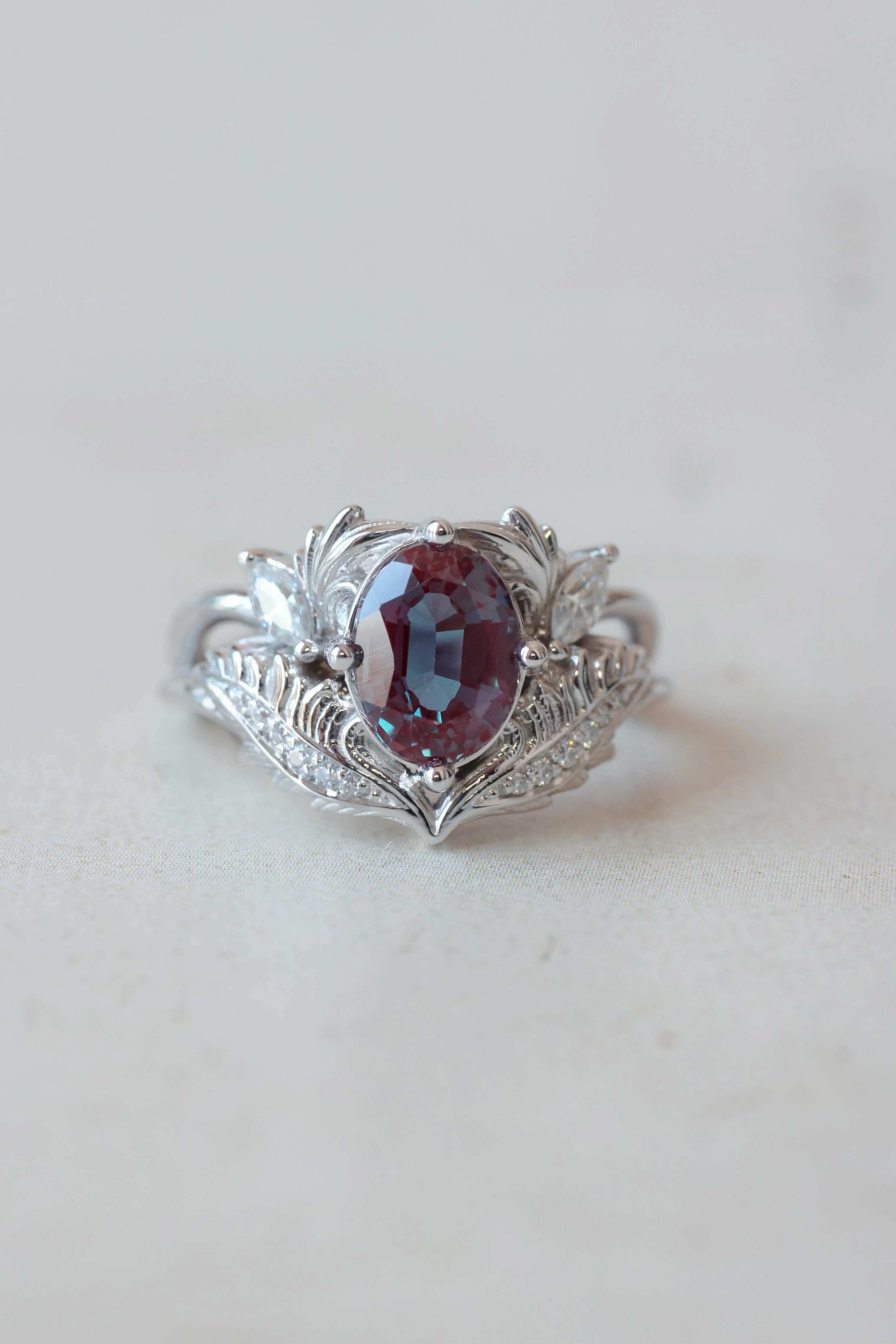 Alexandrite and diamonds engagement ring / Adonis