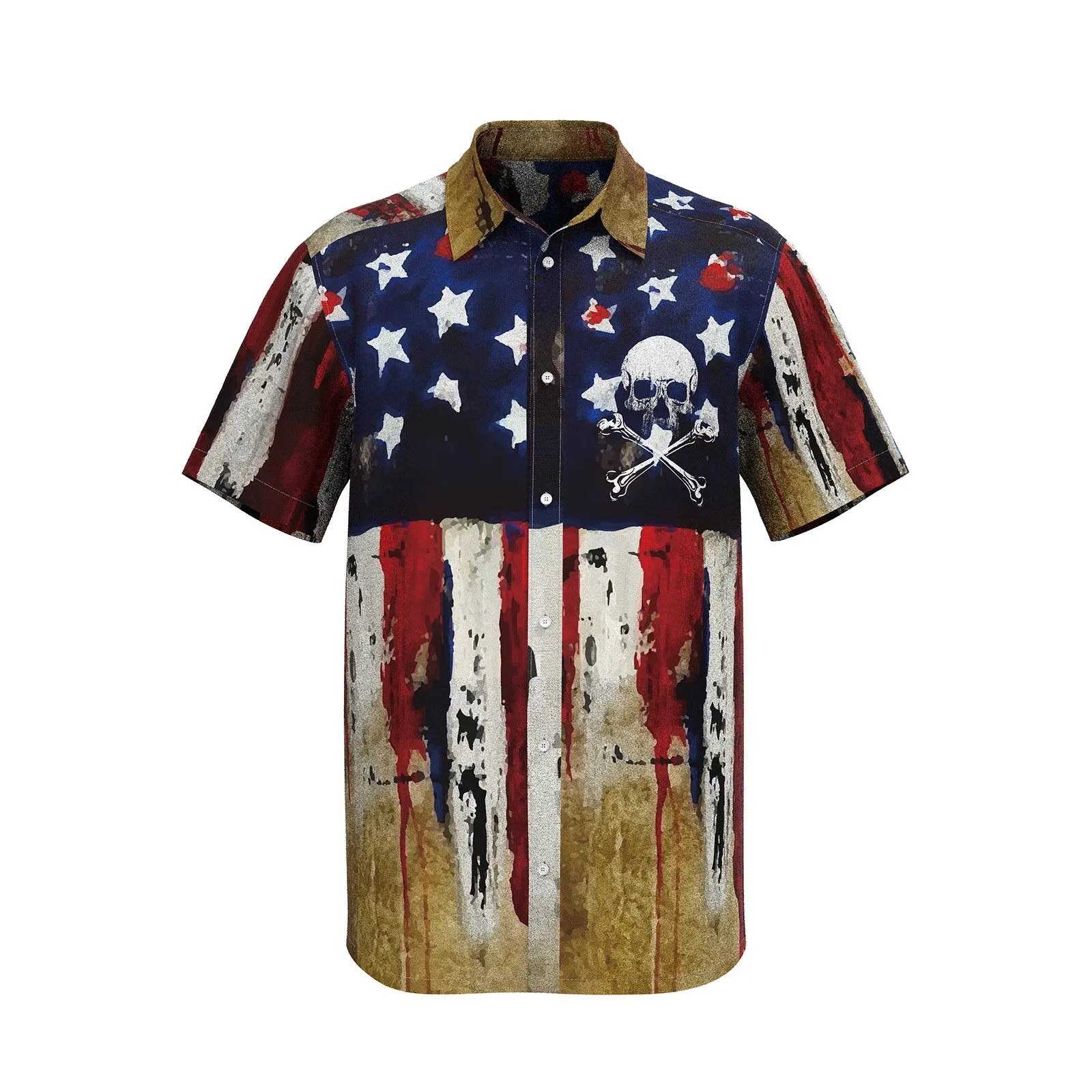 AMERICAN'S FLAG SKULL PRINTED SHIRT