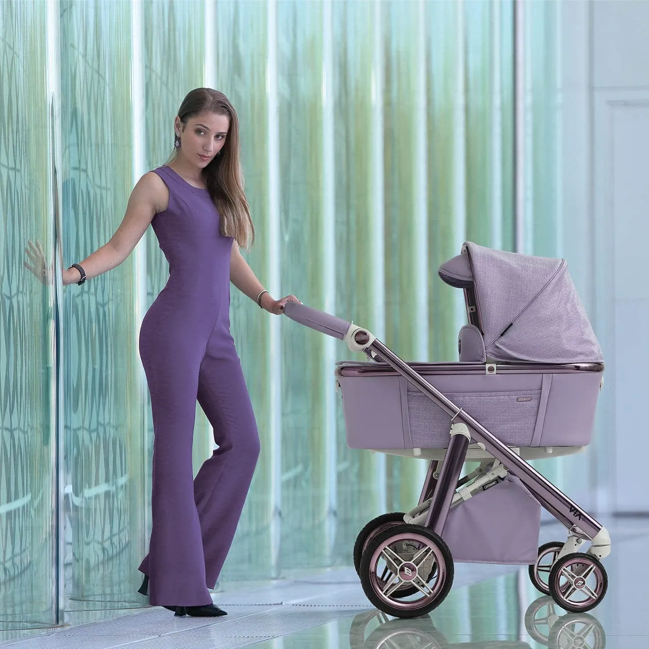 Bebecar Prive Via  Combination Pram, Raincover and LA3 Kit - Diamond Lavendar