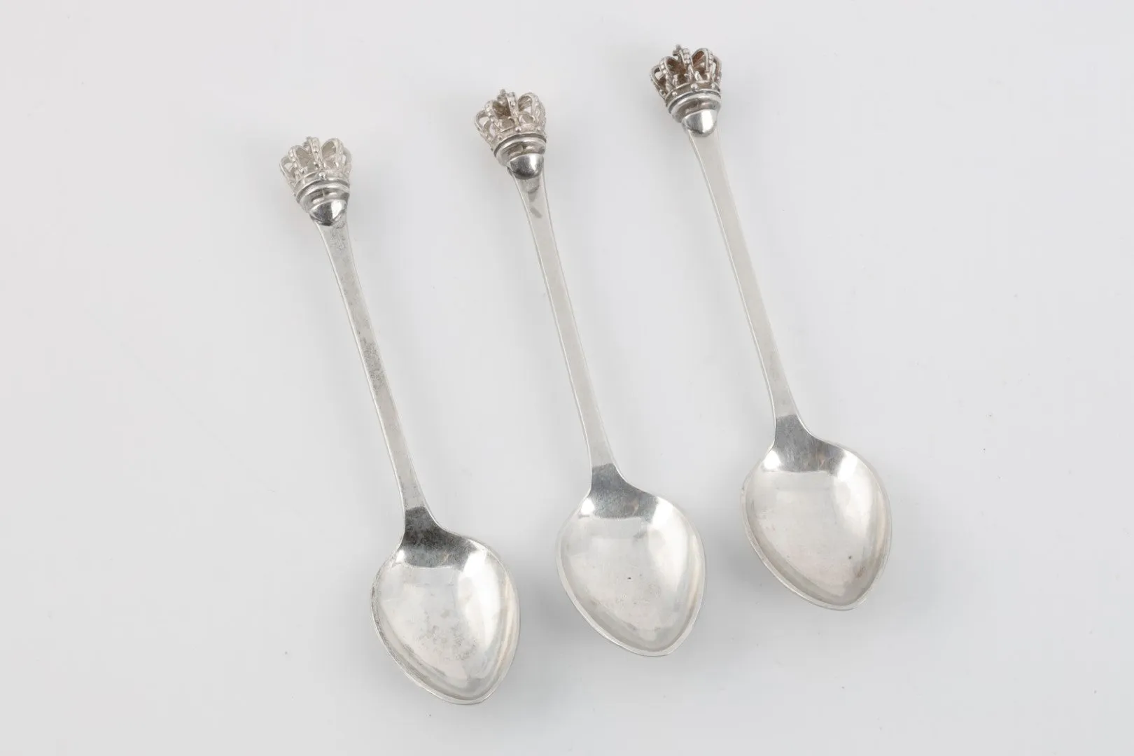 Berhard Hertz 925 Silver Demitasse Spoons with Crowns Set of 3 (29.97g.)