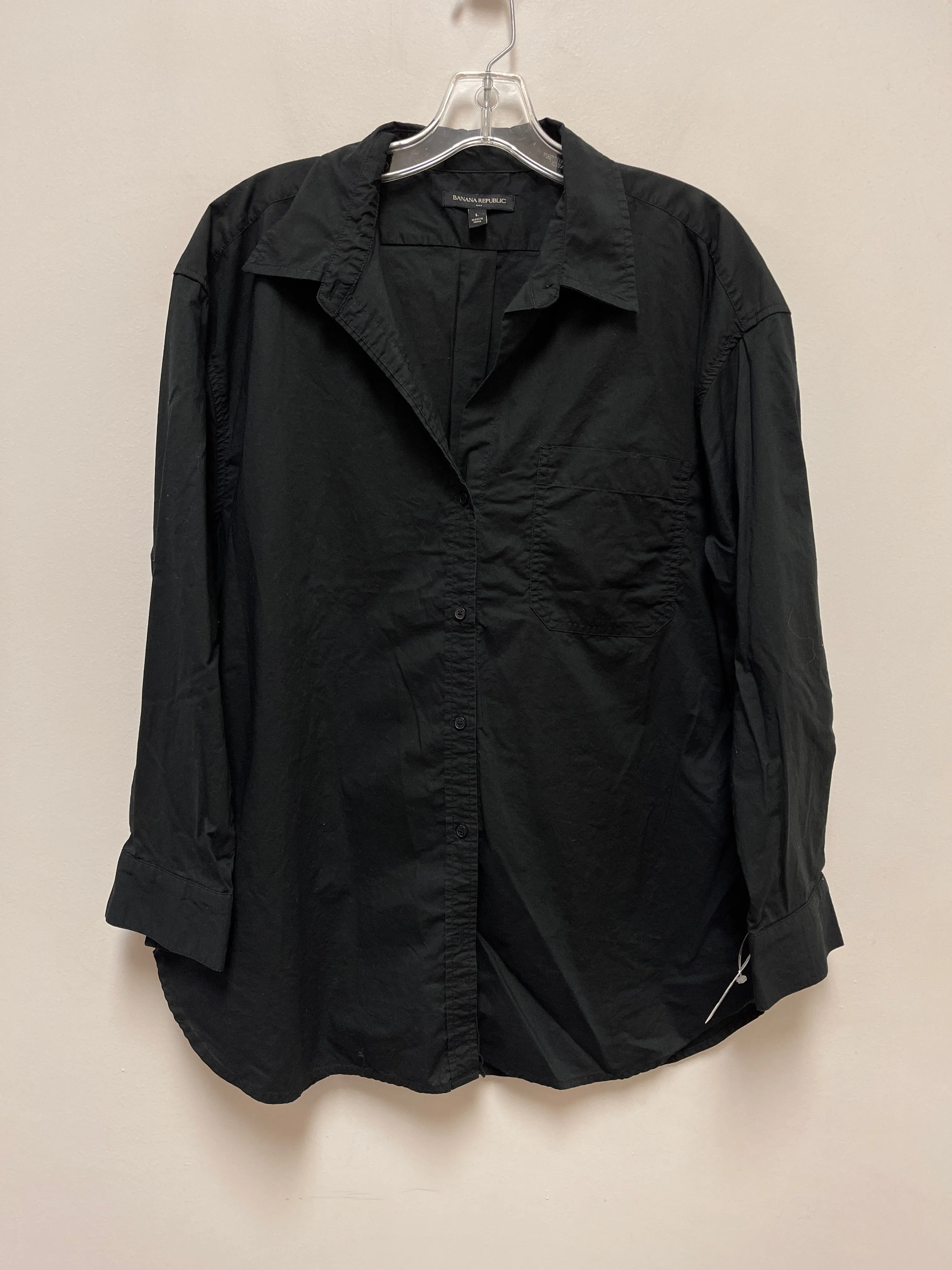 Black Blouse Long Sleeve Banana Republic, Size L