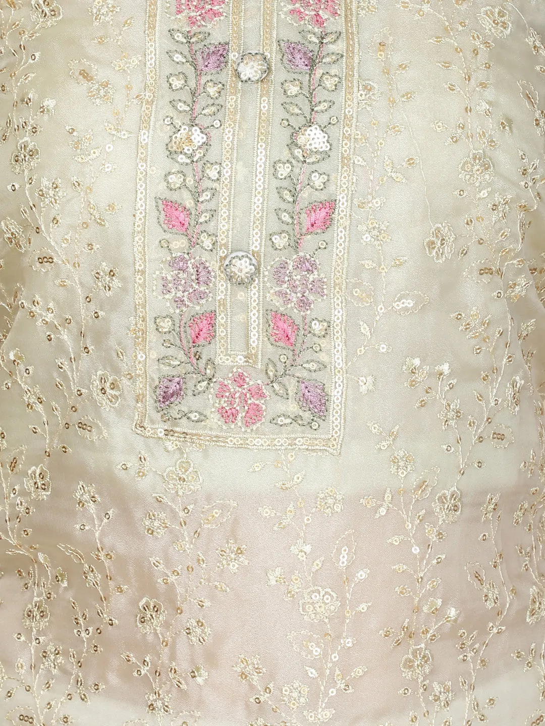 Booti Embroidered Organza Unstitched Suit Piece With Dupatta