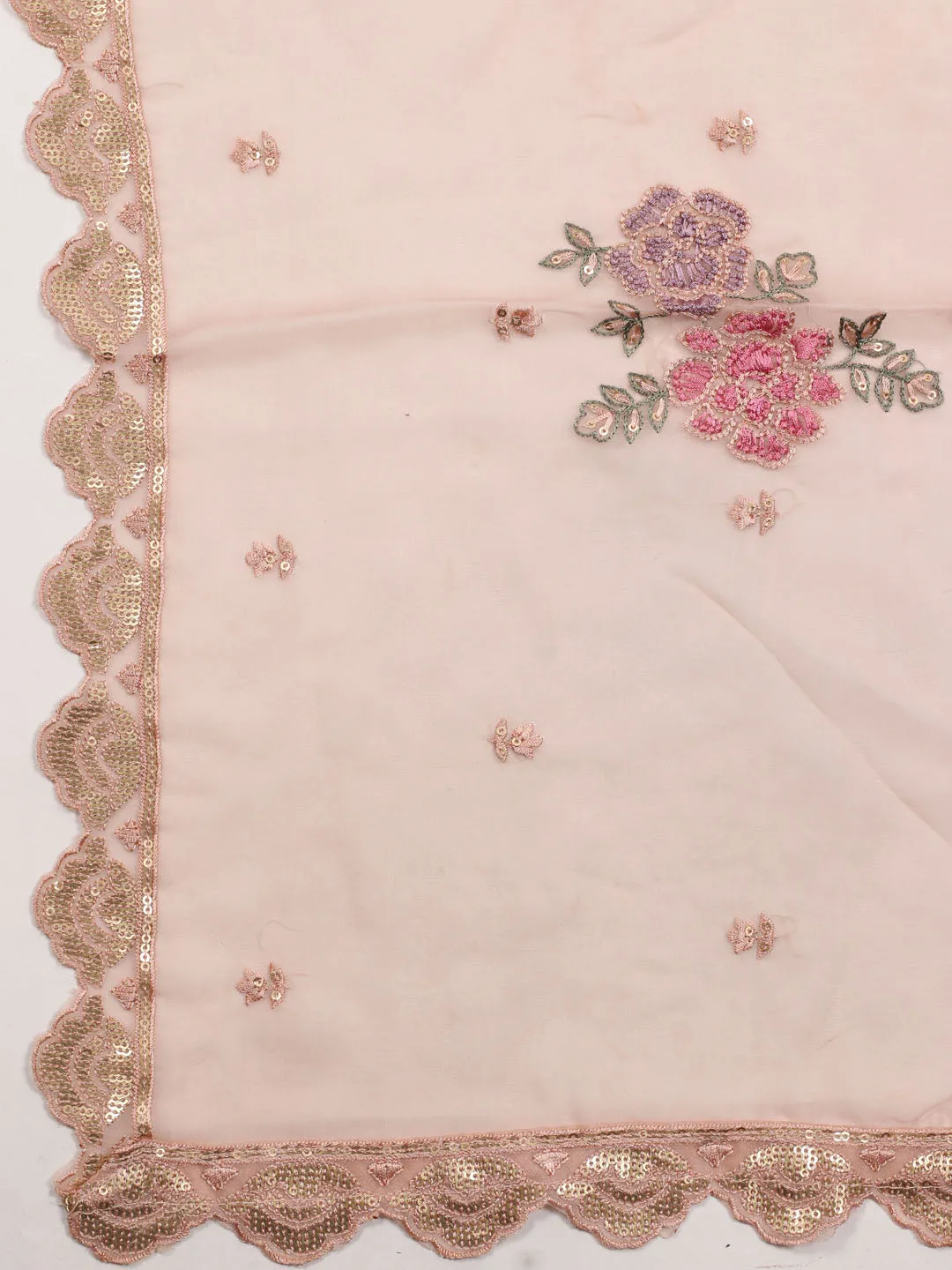 Booti Embroidered Organza Unstitched Suit Piece With Dupatta