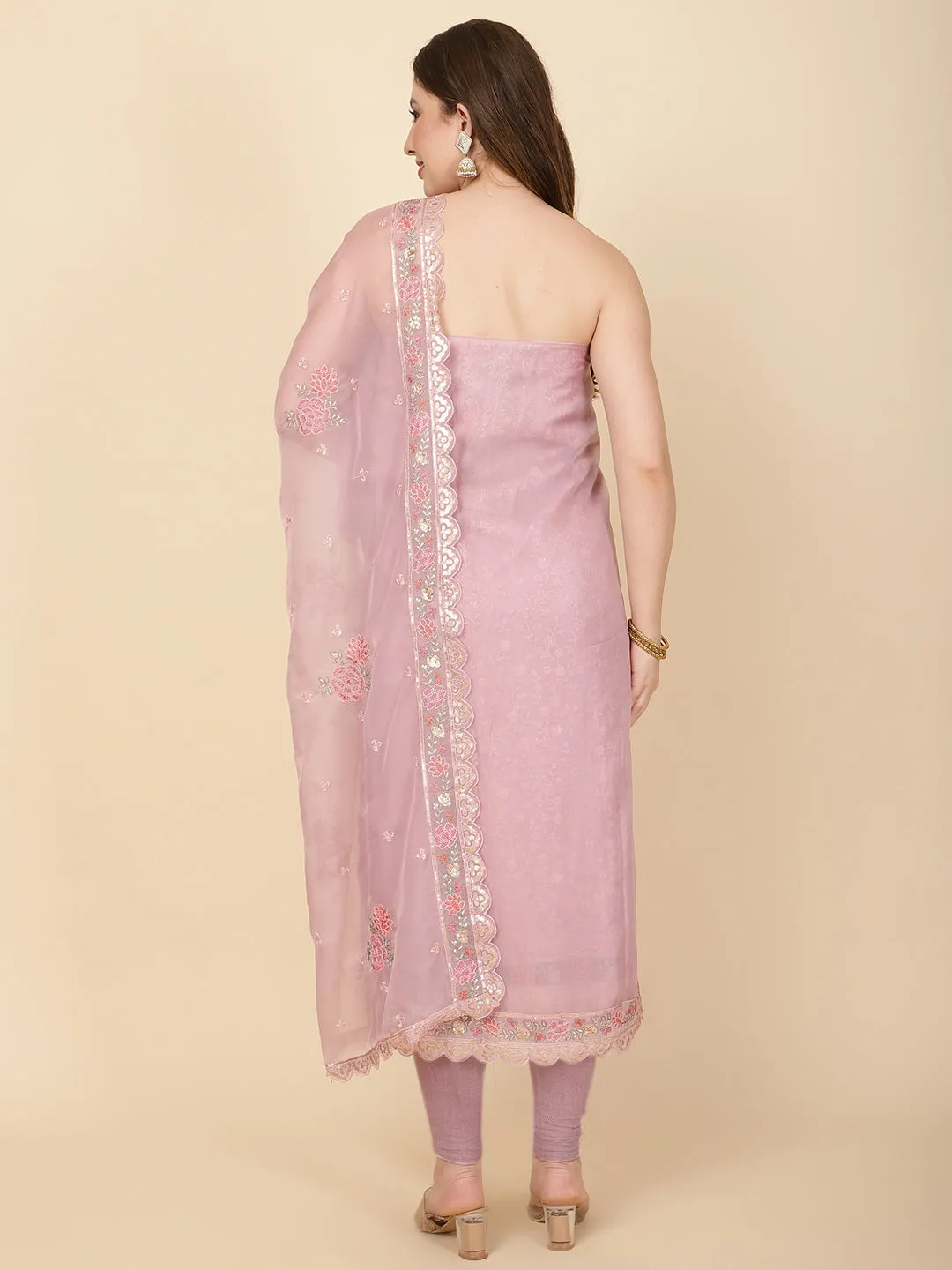 Booti Embroidered Organza Unstitched Suit Piece With Dupatta