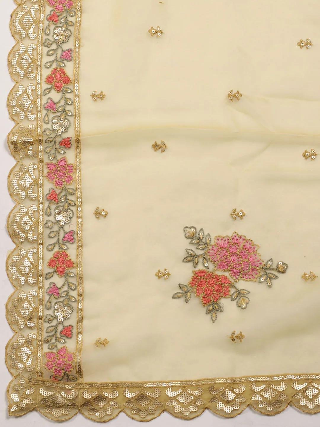 Booti Embroidered Organza Unstitched Suit Piece With Dupatta