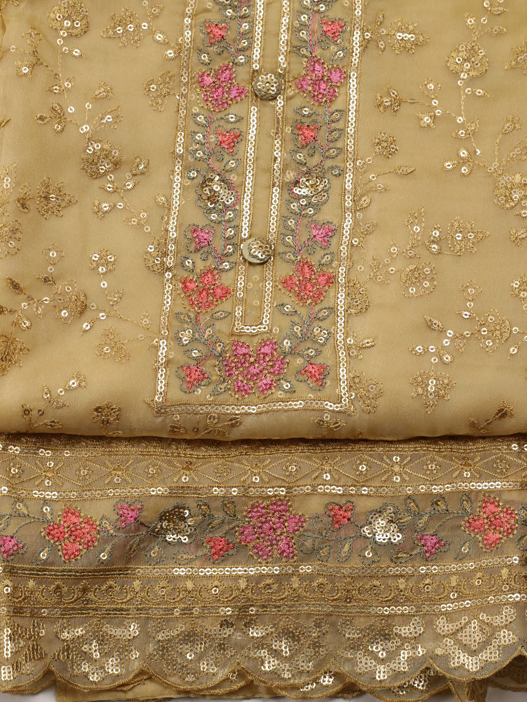 Booti Embroidered Organza Unstitched Suit Piece With Dupatta