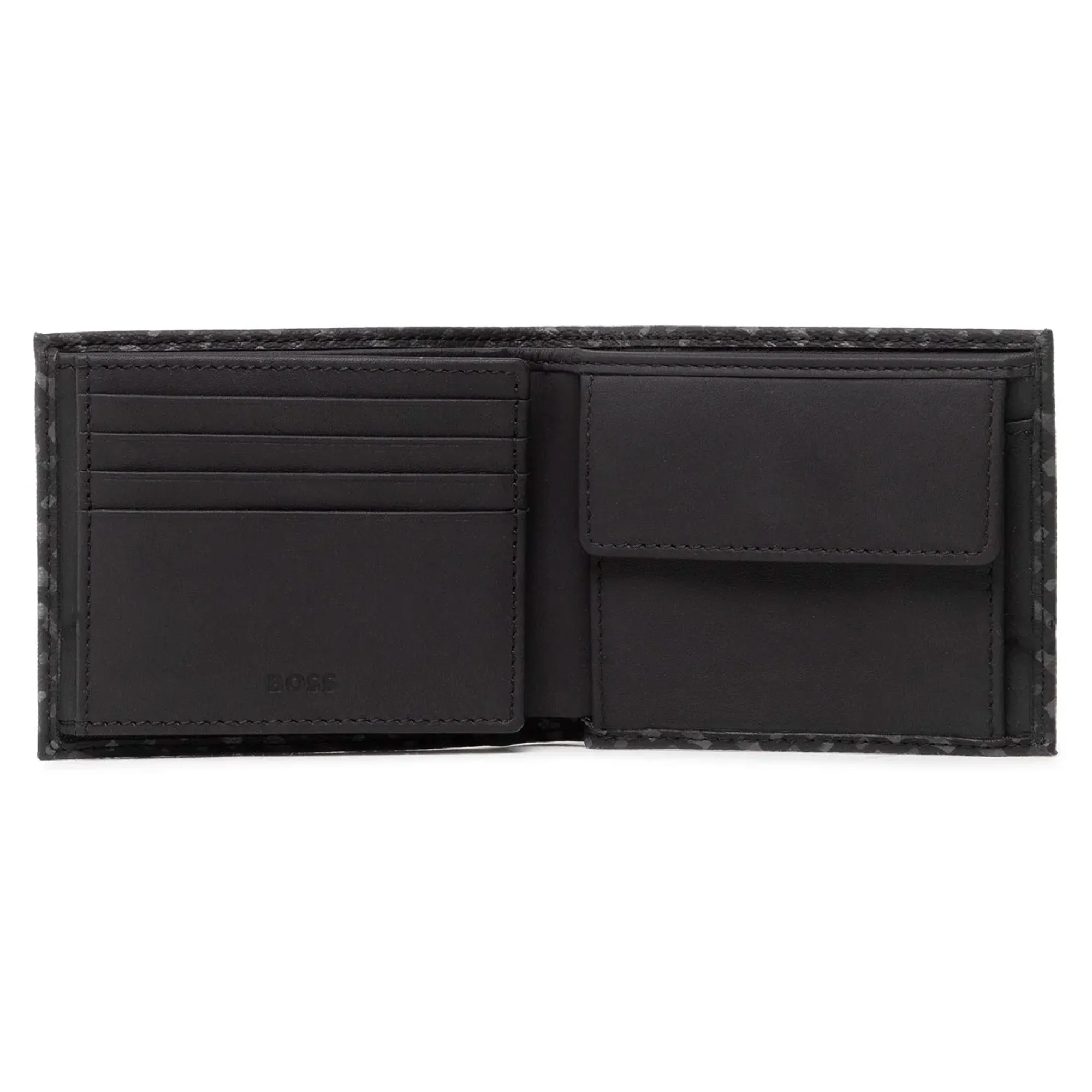 Boss Byron RFID Large Tri Fold Wallet - Black/Grey AOP