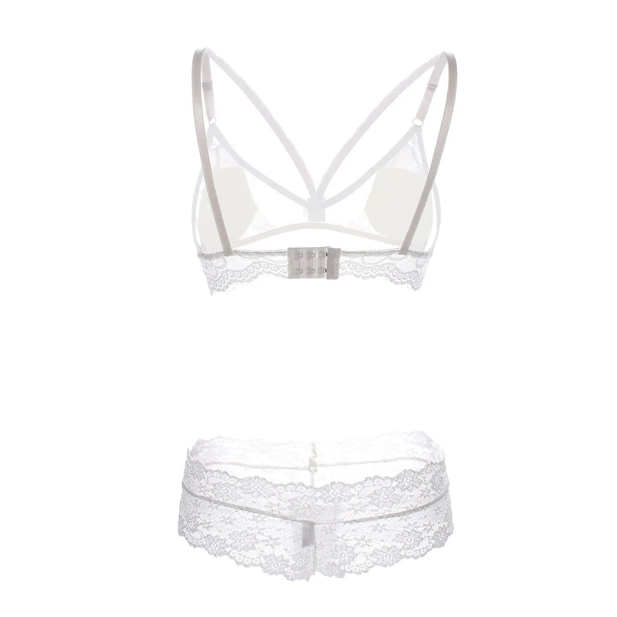 Cage Strap Lace Demi Bra and Panty Set