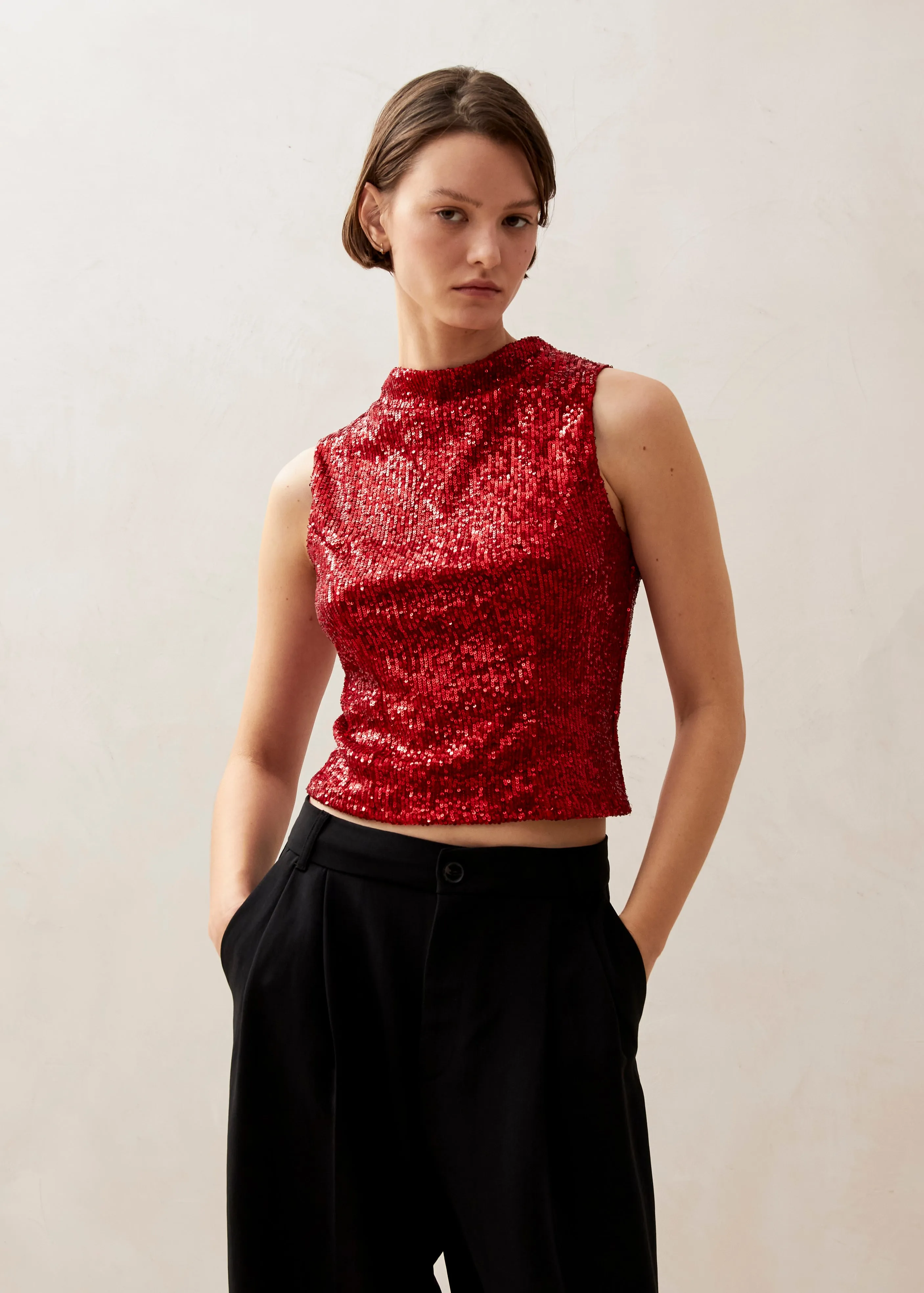 Carla Shimmer Red Tops