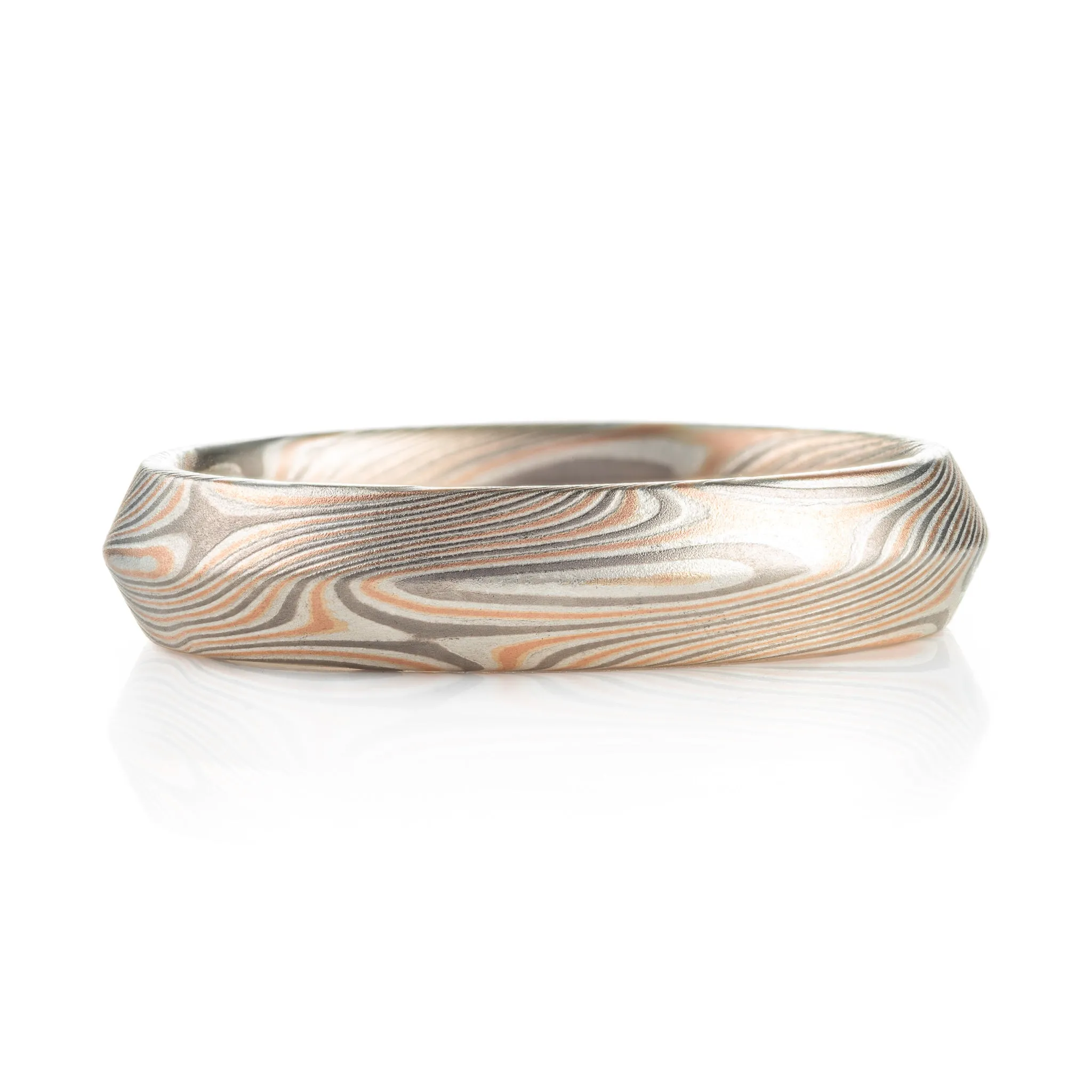 Celestial Ring Set in Mokume Gane Twist Pattern with Alexandrite