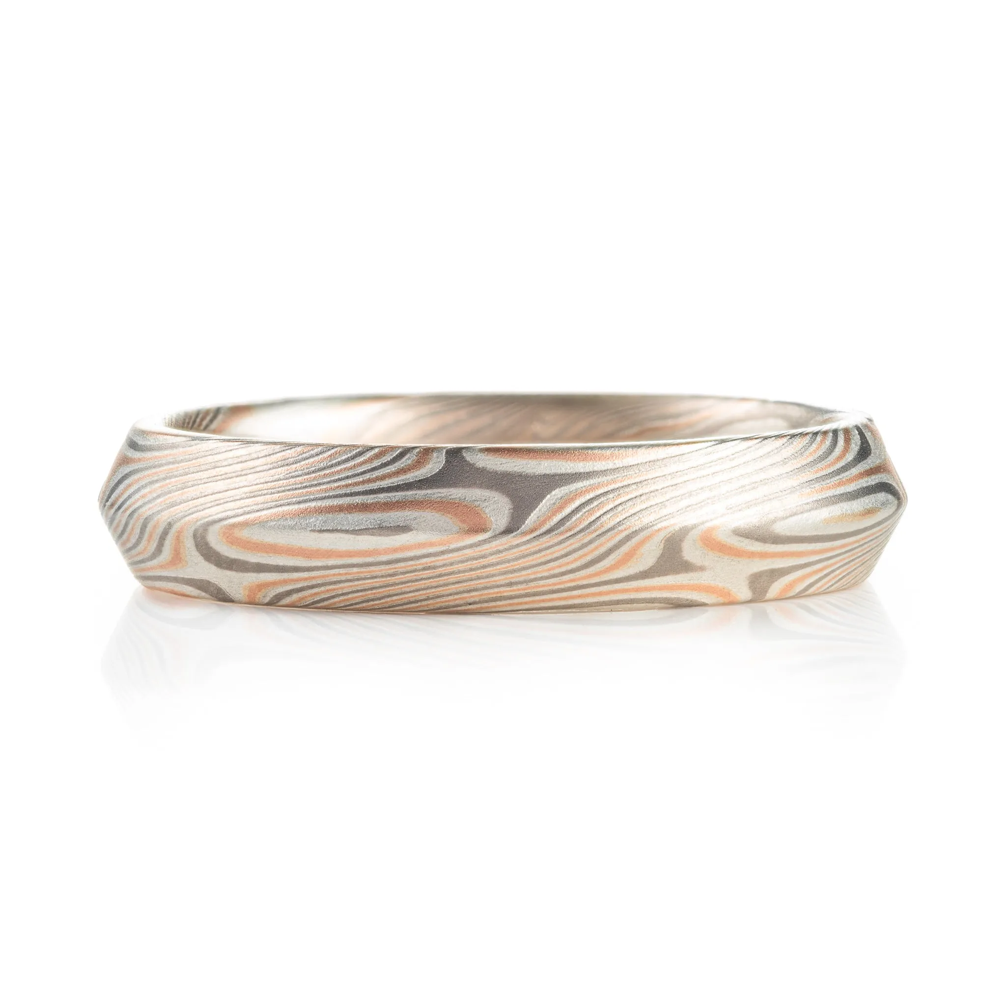 Celestial Ring Set in Mokume Gane Twist Pattern with Alexandrite