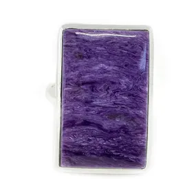 Charoite Silver Rectangle Gemstone Ring