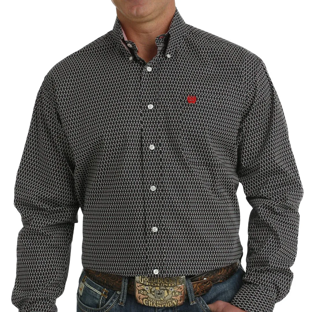 Cinch Men's Geometric Hex Print Button-Down Shirt In Black