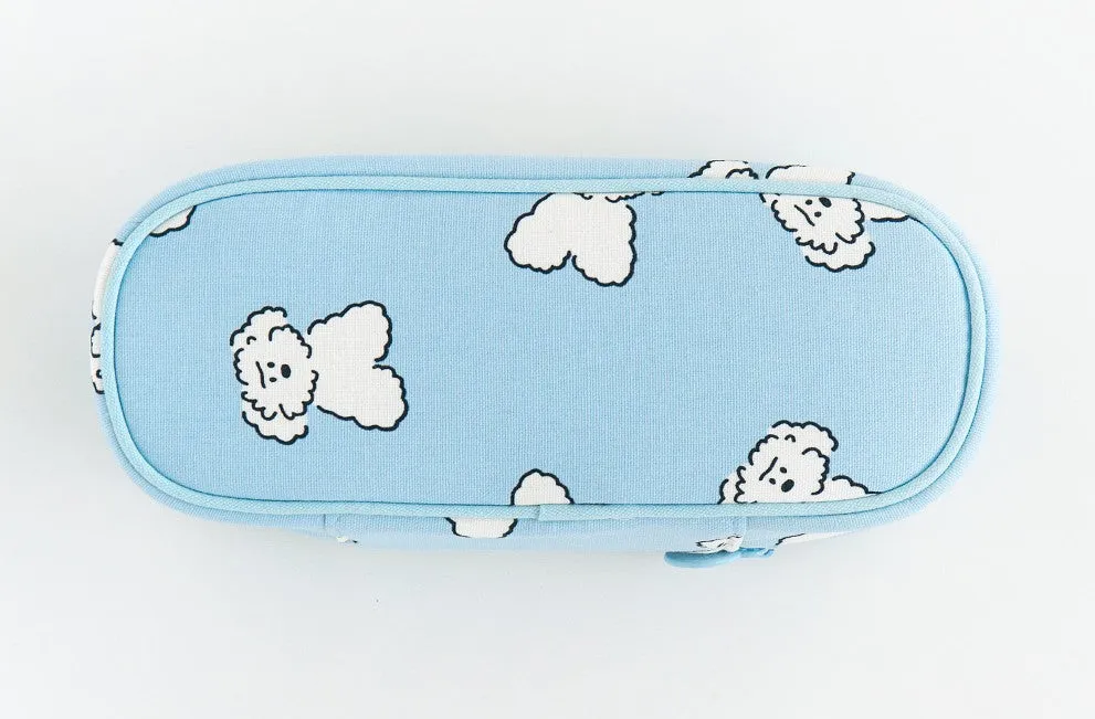 Clear Cute Poodle Puppy Dog Pencase Pencilcases Transparent Stationery Cosmetic Pouch Bag Cotton School Office Gifts Students Teens Girls Womens