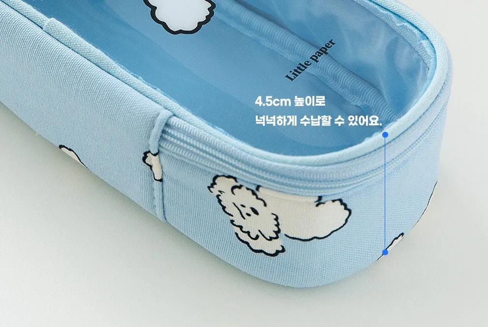 Clear Cute Poodle Puppy Dog Pencase Pencilcases Transparent Stationery Cosmetic Pouch Bag Cotton School Office Gifts Students Teens Girls Womens