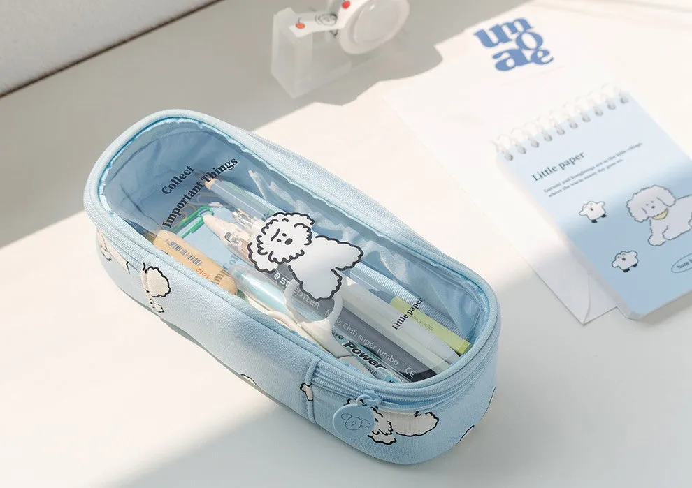 Clear Cute Poodle Puppy Dog Pencase Pencilcases Transparent Stationery Cosmetic Pouch Bag Cotton School Office Gifts Students Teens Girls Womens