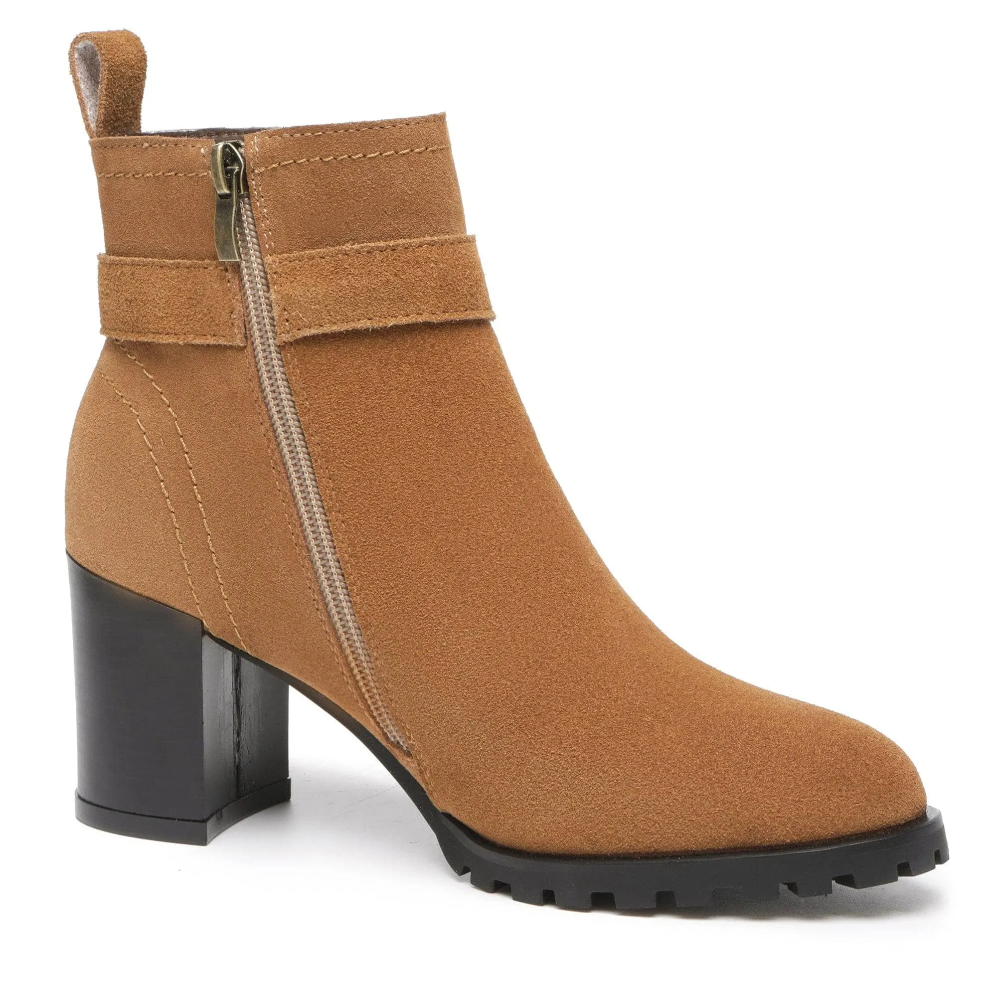 Coney Zipper Leather Ankle Boots