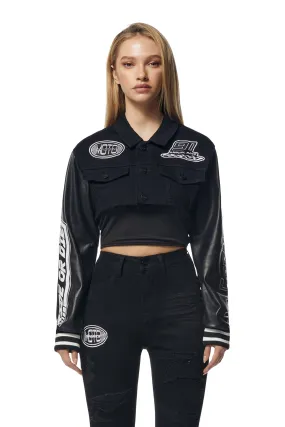 Cropped Jean Racing Jacket - Deep Black