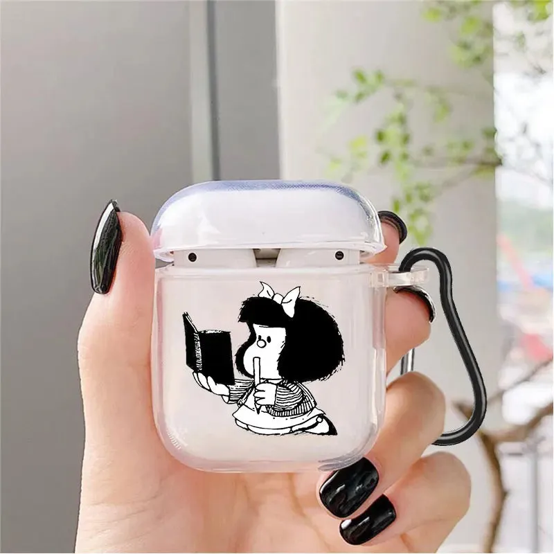 Cute Cartoon Mafalda Soft silicone TPU Case For AirPods Pro 1 2 3 NEW Pro2 Clear Wireless Bluetooth Earphone Box Cover