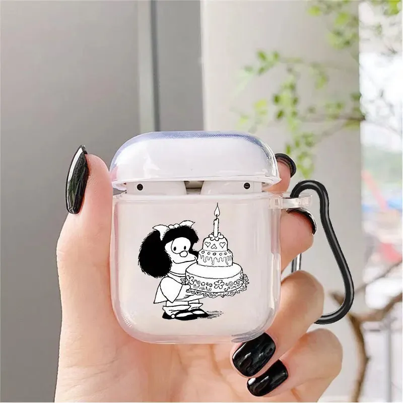 Cute Cartoon Mafalda Soft silicone TPU Case For AirPods Pro 1 2 3 NEW Pro2 Clear Wireless Bluetooth Earphone Box Cover