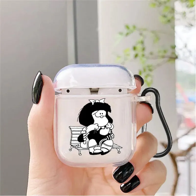 Cute Cartoon Mafalda Soft silicone TPU Case For AirPods Pro 1 2 3 NEW Pro2 Clear Wireless Bluetooth Earphone Box Cover