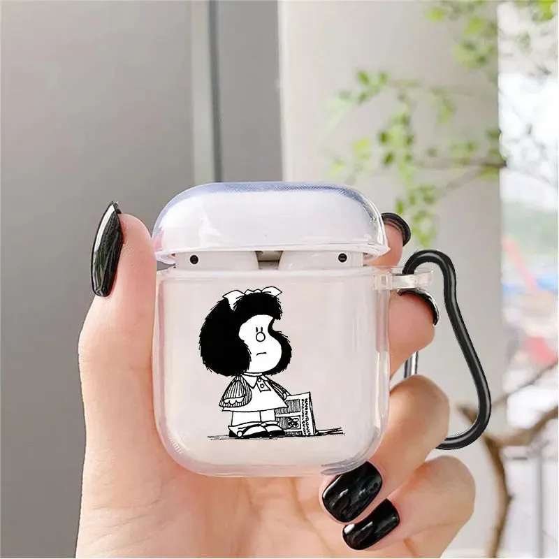 Cute Cartoon Mafalda Soft silicone TPU Case For AirPods Pro 1 2 3 NEW Pro2 Clear Wireless Bluetooth Earphone Box Cover