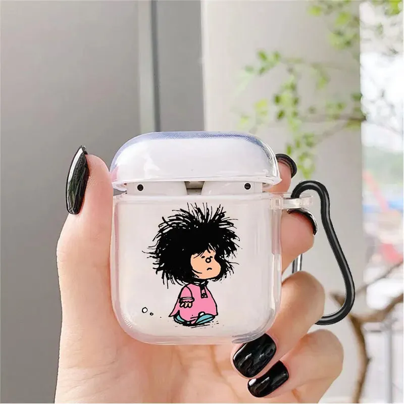 Cute Cartoon Mafalda Soft silicone TPU Case For AirPods Pro 1 2 3 NEW Pro2 Clear Wireless Bluetooth Earphone Box Cover