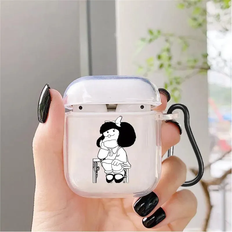 Cute Cartoon Mafalda Soft silicone TPU Case For AirPods Pro 1 2 3 NEW Pro2 Clear Wireless Bluetooth Earphone Box Cover