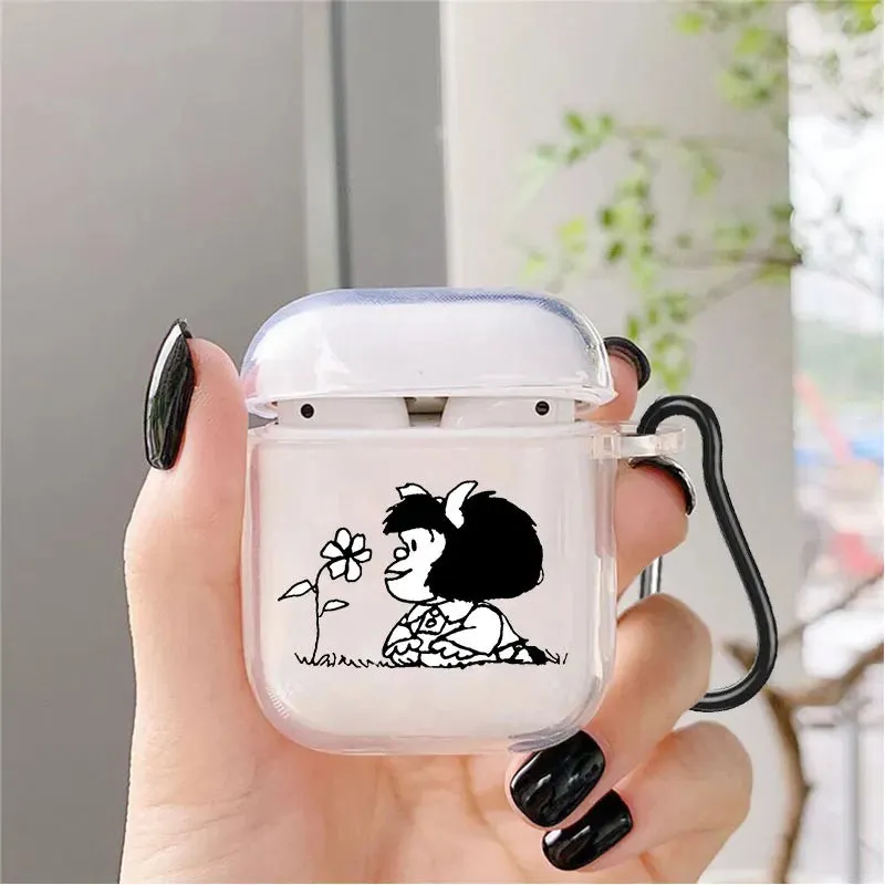 Cute Cartoon Mafalda Soft silicone TPU Case For AirPods Pro 1 2 3 NEW Pro2 Clear Wireless Bluetooth Earphone Box Cover