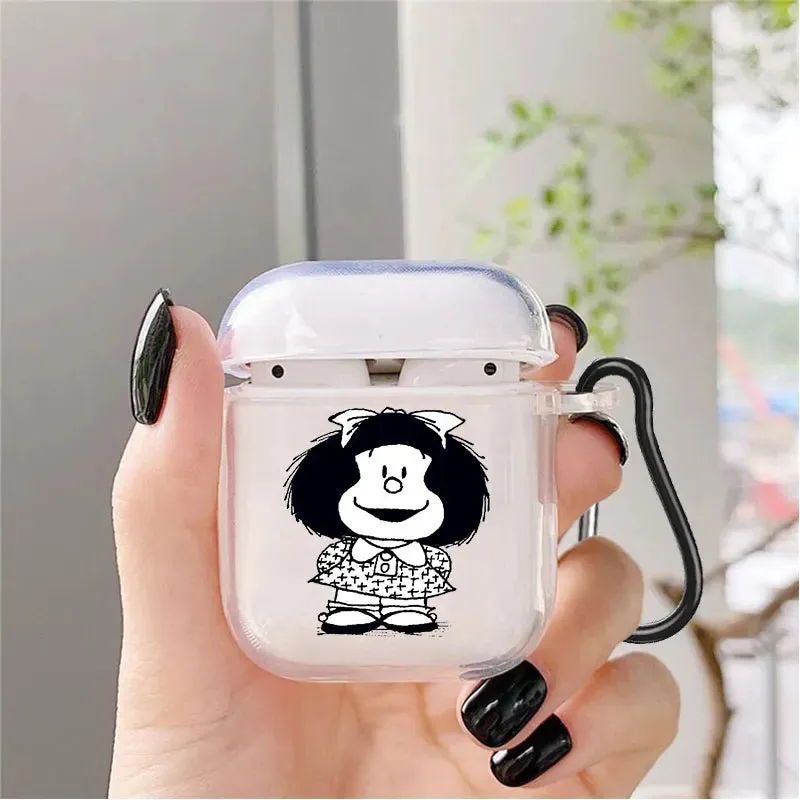 Cute Cartoon Mafalda Soft silicone TPU Case For AirPods Pro 1 2 3 NEW Pro2 Clear Wireless Bluetooth Earphone Box Cover