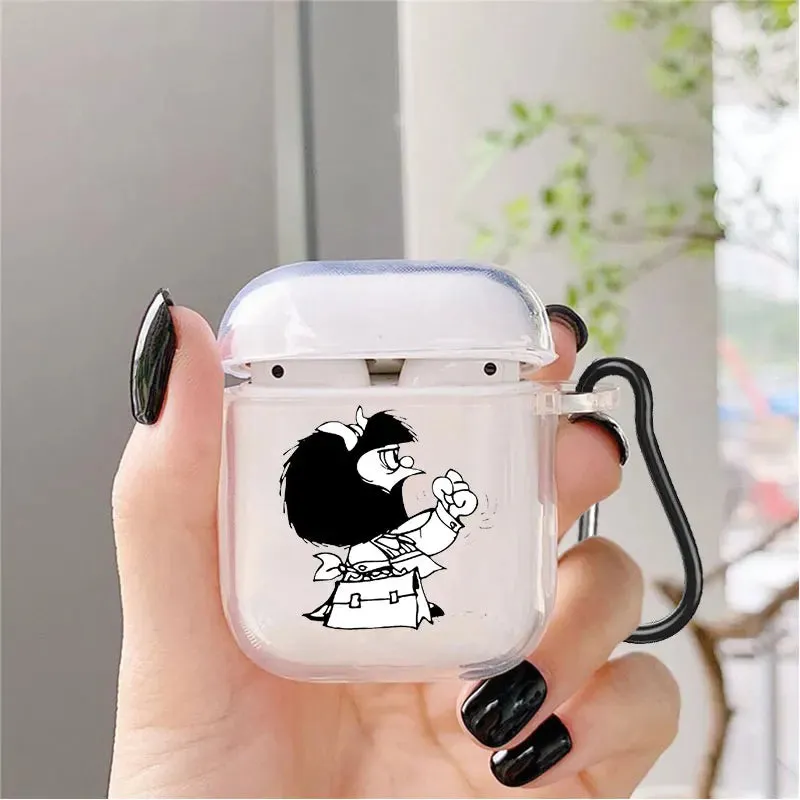 Cute Cartoon Mafalda Soft silicone TPU Case For AirPods Pro 1 2 3 NEW Pro2 Clear Wireless Bluetooth Earphone Box Cover