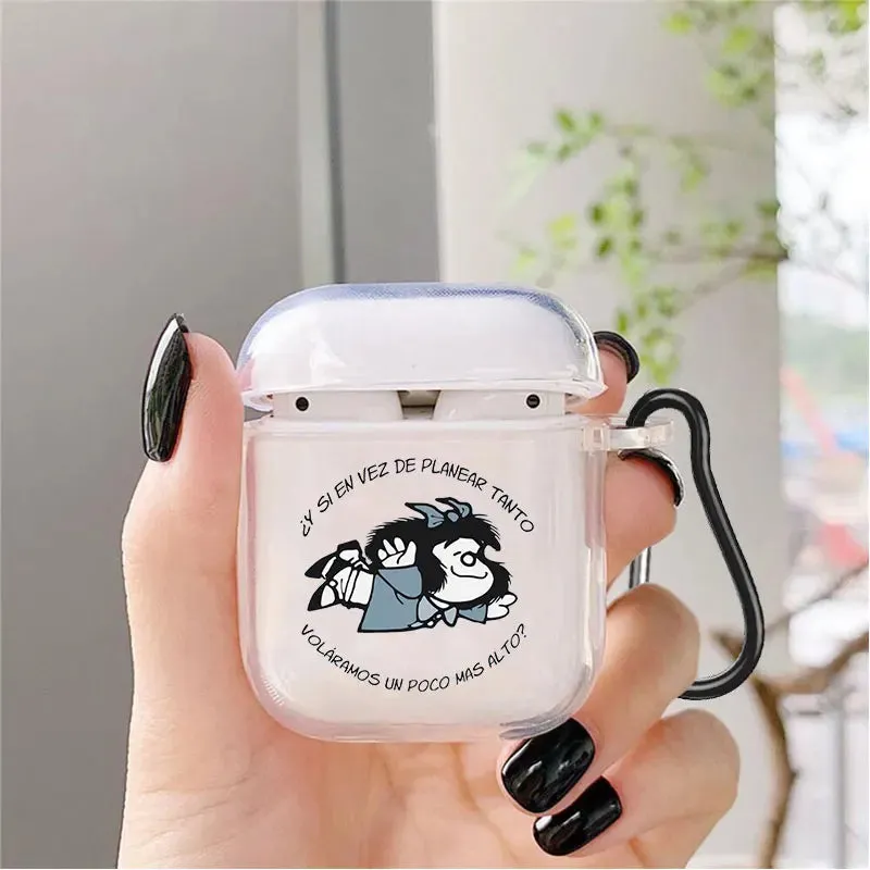 Cute Cartoon Mafalda Soft silicone TPU Case For AirPods Pro 1 2 3 NEW Pro2 Clear Wireless Bluetooth Earphone Box Cover