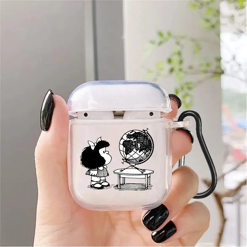 Cute Cartoon Mafalda Soft silicone TPU Case For AirPods Pro 1 2 3 NEW Pro2 Clear Wireless Bluetooth Earphone Box Cover